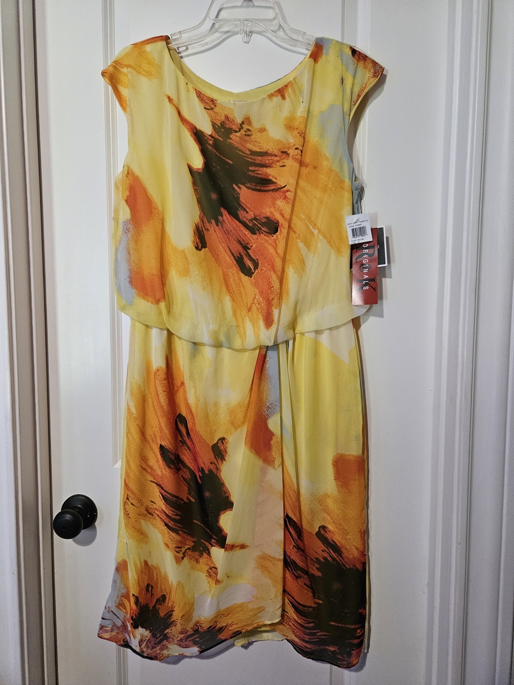 R&K Yellow Orange Floral Blouson Midi Dress